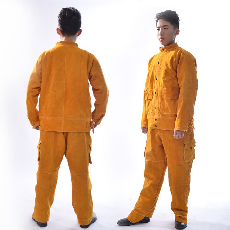 Factory Direct Supply Cowhide Welding Workwear Electric Welding Heat Insulation Flame-Retardant Anti-Spark High-Temperature Resistant Welder Protective Suit