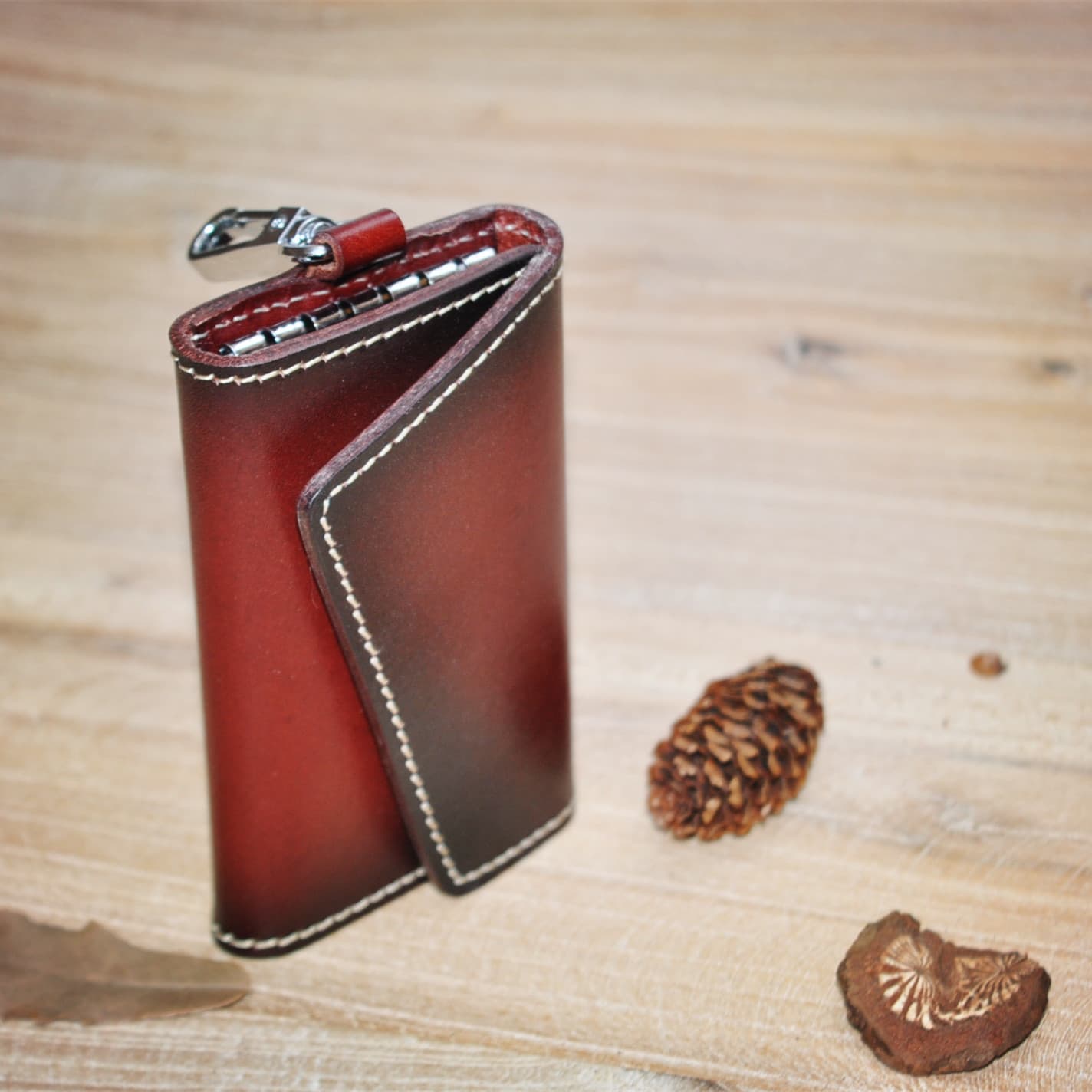 Genuine Leather Multi-Color Key Case, Vegetable-Tanned Leather, Vintage Unisex Japanese Style, Drop Shipping