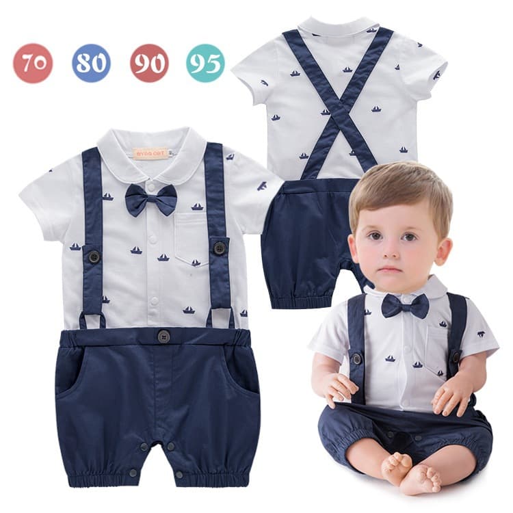 Cross-border Baby Romper Summer Short Sleeve Bodysuit with Boat Print, Baby Clothing