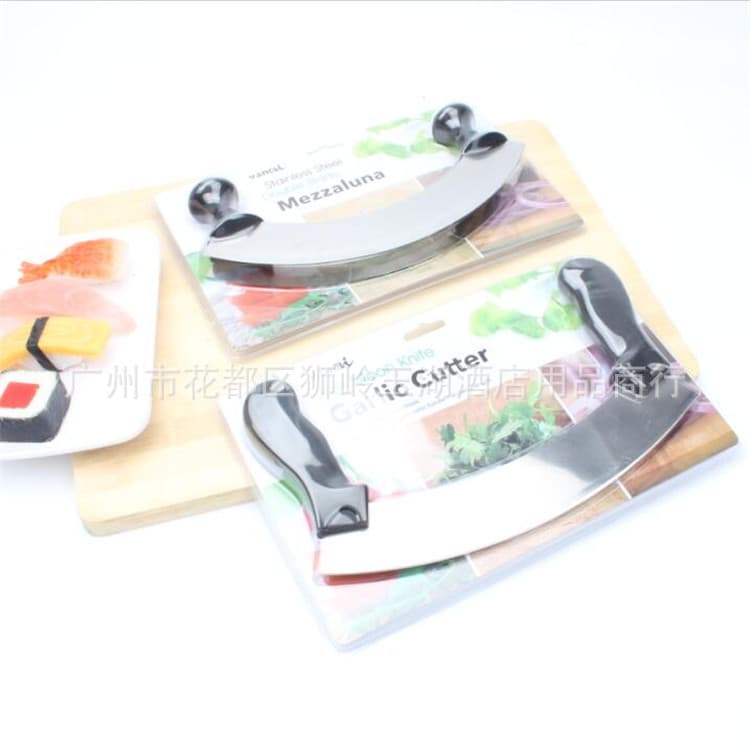 Pizza Rocker Cutter Large Rocking Pizza Cutter Semi-Circular Pizza Knife Dual Handle Cutter Pizza Shop Cutter