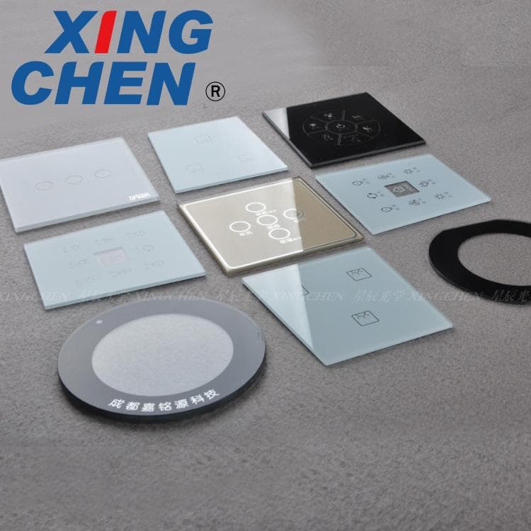 Switch cover silk-screen gold stamping tempered touch panel glass AG glass lens coated semi-transparent glass