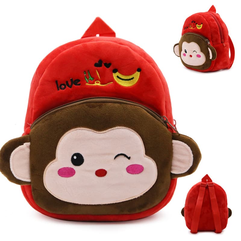 Cute 1-3 year old small school bag plush bag baby small backpack early childhood kindergarten backpack children cartoon monkey backpack