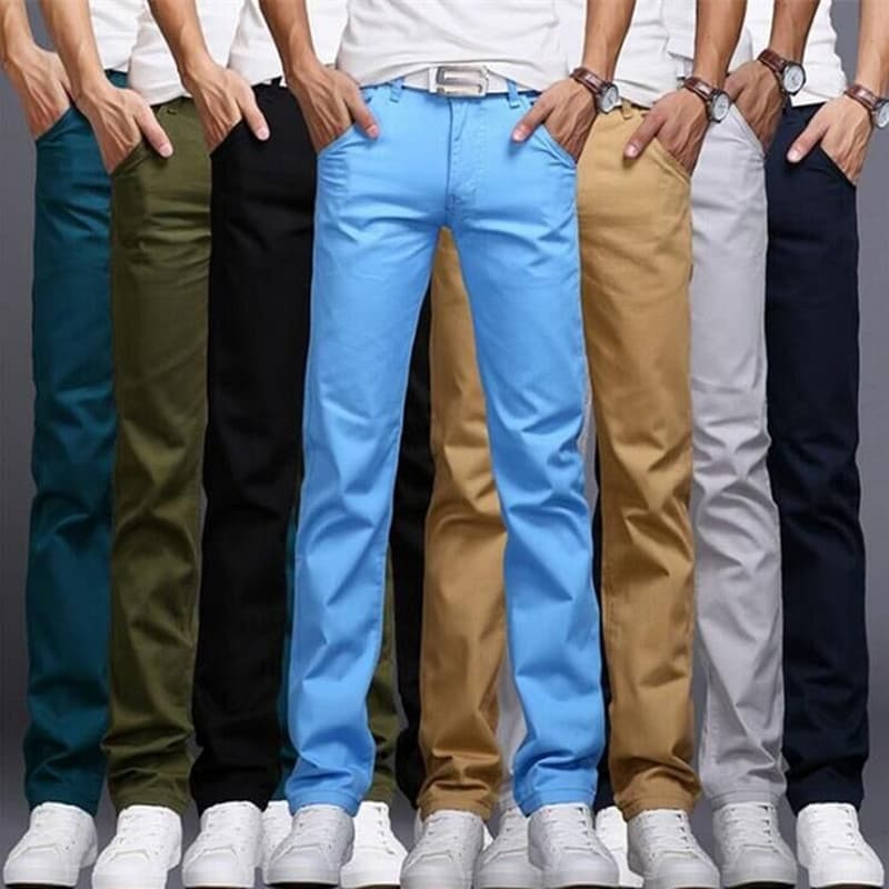 Online batch of spring and autumn men's casual trousers, straight trousers, young men's Korean style slim solid color cloth trousers dropshipping