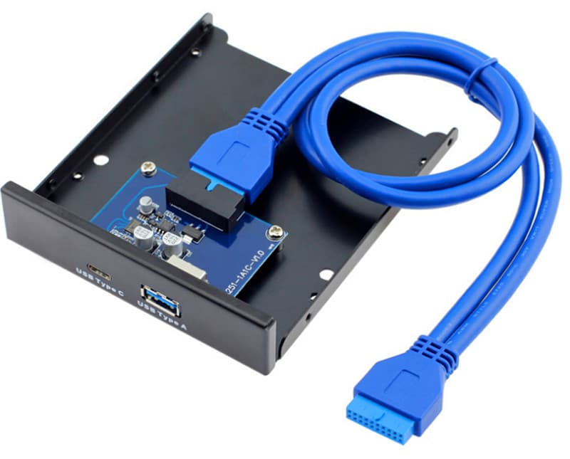 USB 3.1 Type-C floppy drive bay, front panel USB 3.0 A female + C female port, computer USB expansion.