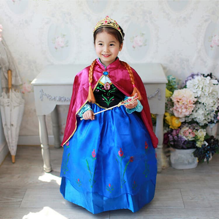 2019 European and American Trend Frozen Princess Anna Dress Thanksgiving Cape Dress Children's Two-Piece Set