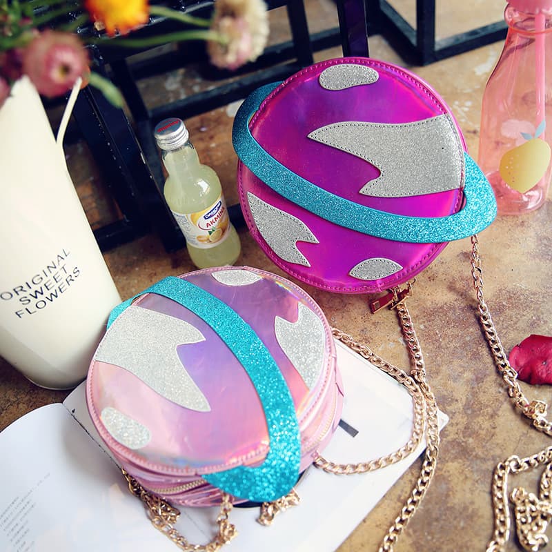 2018 Spring/Summer Korean New Creative Crossbody Bag, Quirky Planet Shoulder Bag, Reflective Laser Crossbody Bag for Women