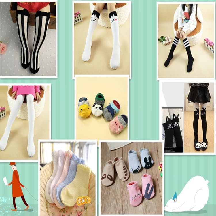 Processing adult and children's ankle socks, mid-calf socks, thigh-highs, pantyhose, capri, and nine-tenths base layer tights