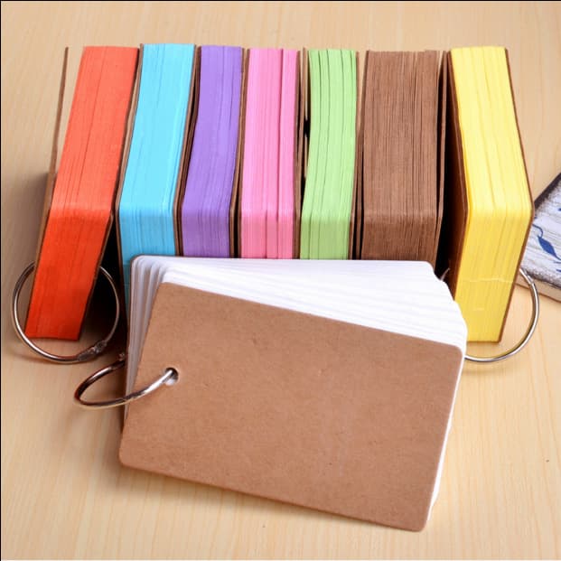Metal Ring Blank Colored English Flashcards, Portable Pinyin and Math Cards for Bulk Purchase