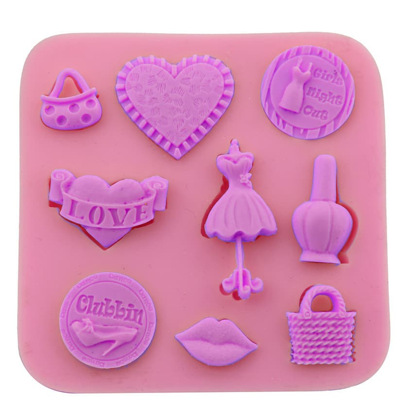 DIY Baking Tools Bag High Heels Love Women's Flip Sugar Silicone Cake Mold Chocolate Mold H2802