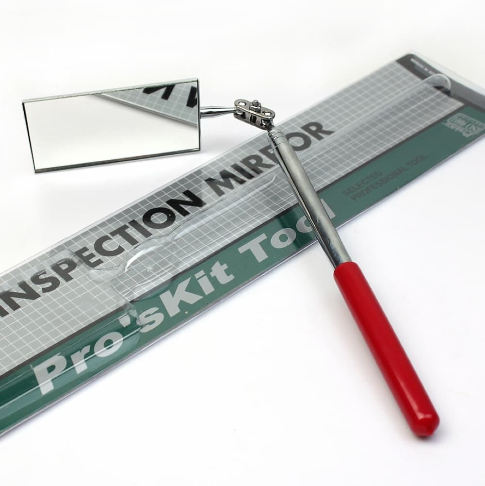 Pro'sKit 1PK-390G Rectangular Double-Jointed Flexible Inspection Mirror for Automotive Repair, Under-Vehicle Inspection, and Viewing