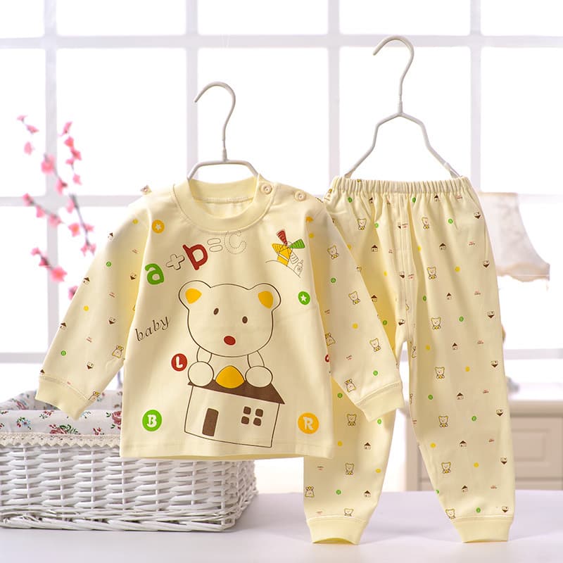 Wholesale Autumn New Baby Underwear Set Infants Pure Cotton Shoulder Button Underwear Set
