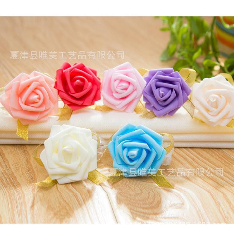 Manufacturer wholesale new wedding supplies bride wrist flower bridesmaid hand flower sisters wrist flower imitation PE rose
