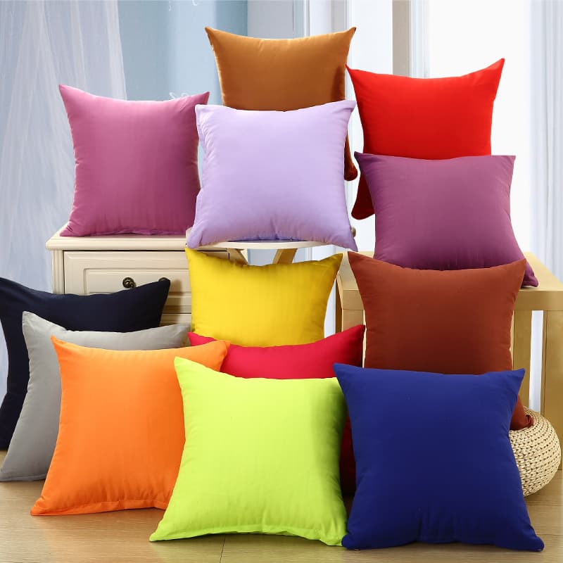 Solid color throw pillowcases, sofa cushions, bed headrests, office pillows (no pillow inserts, just covers/chair pillows) wholesale.