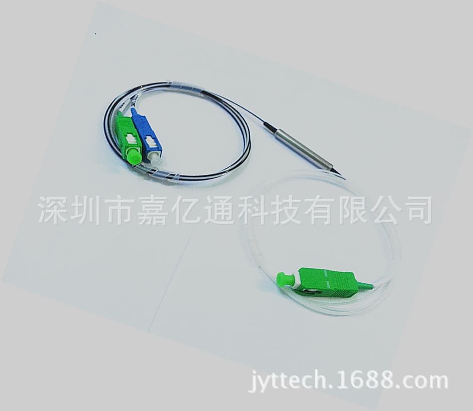 FWDM multiplexer T1310/R1490&1550, 1 meter long, SC/PC-SC/APC, encapsulated in steel tubing.