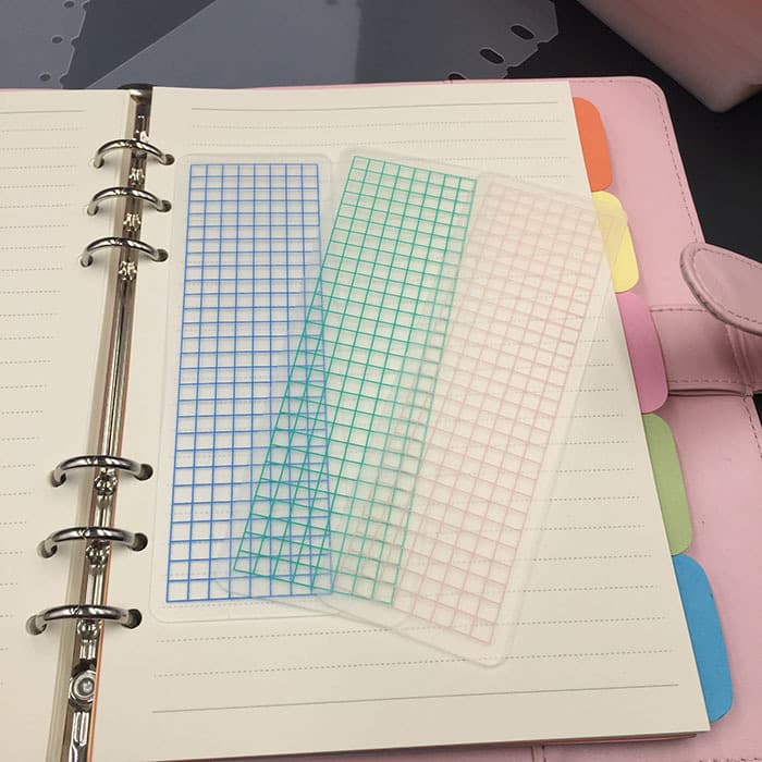 60 Mil Tape Dispensing Board 5*15CM Rounded Corner Washi Tape Dispensing Sheet 3-Color Grid Printing Thickened
