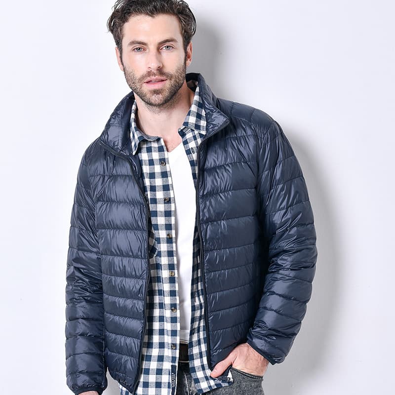 2021 Autumn/Winter New Lightweight Down Jacket for Men, Stand-Up Collar Slim Fit Large Size Casual Short Jacket Men's Down Coat
