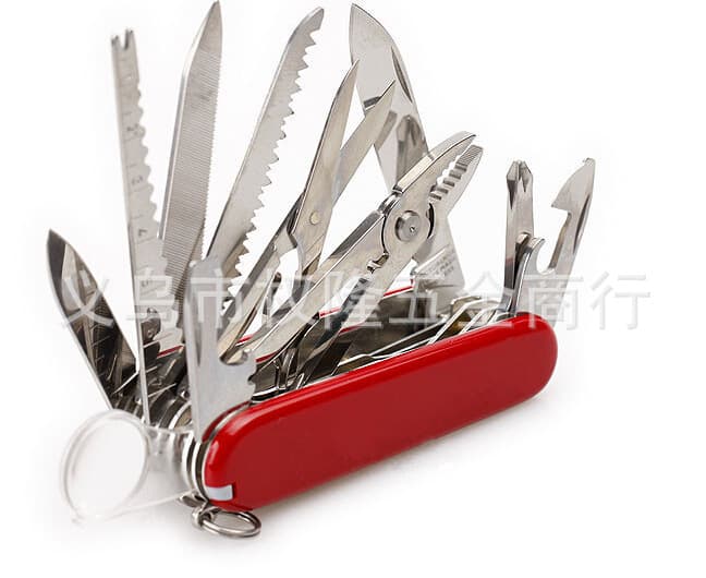 Factory direct sales of 91mm stainless steel multi-purpose knife, 17-opening multi-functional utility knife, outdoor folding knife.