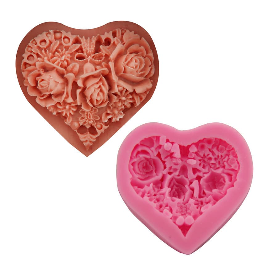 Rose Heart Shaped Silicone Cake Mold for Sugar Art Decoration Baking Moulds Bread Mold Chocolate Mold Unisex Random Color