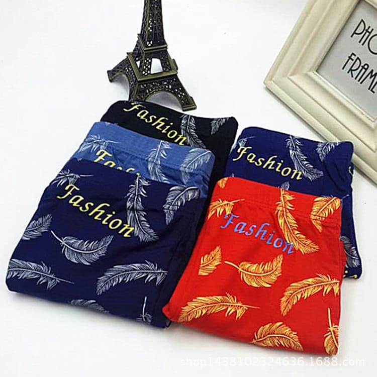 New Bamboo Fiber Men's Underwear Printed Boxer Shorts Wholesale Bulk Stock for Street Vendors