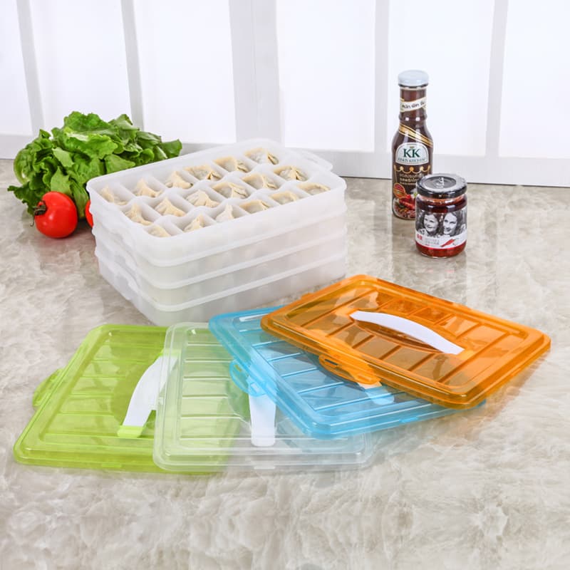 Dumpling box supply refrigerator storage box, single layer, two, three and four layers dumpling box, quick-frozen square dumpling box
