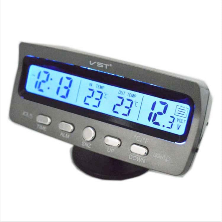 Vehicle electronic clock LED digital display voltmeter indoor/outdoor thermometer three-in-one car accessory 7045V
