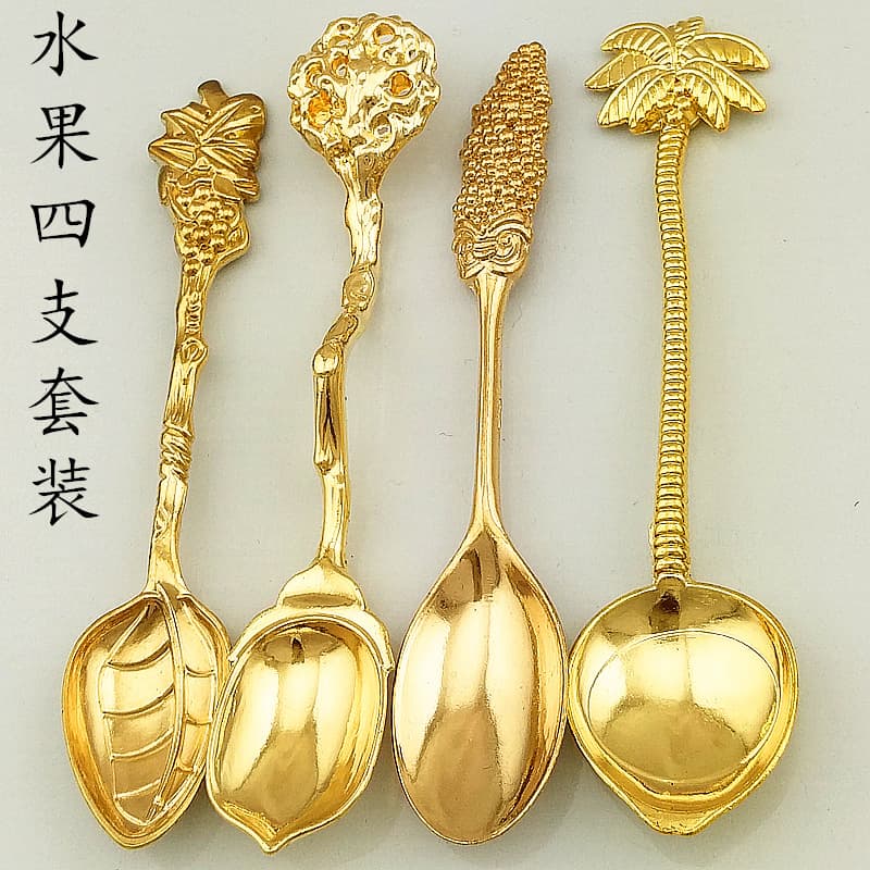 Creative Kitchen Utensil Spoon Gift Set of 4 Fruit Mulberry Grape Spoons Vintage Coffee Spoon Dining