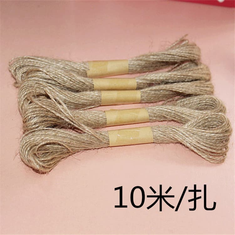 Hot-selling export item: 10-meter long natural hemp rope, vintage style, double-strand hemp rope, wholesale. Suitable for DIY crafts and decorations.