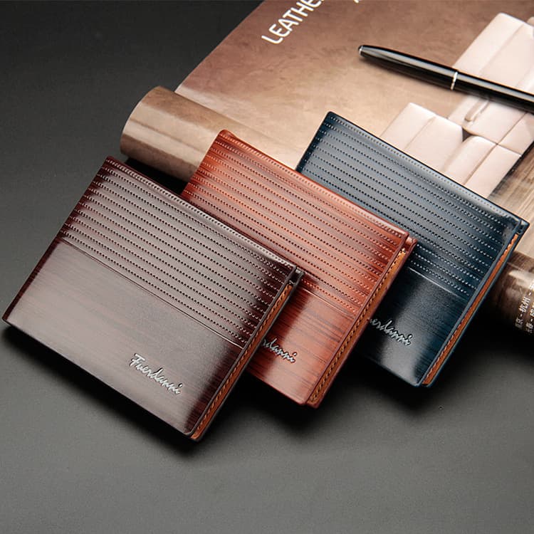 Casual Men's Short Wallet Creative Thin Leather Bi-fold PU Leather Embossed Pattern Solid Color Baellerry KL017 Wallet