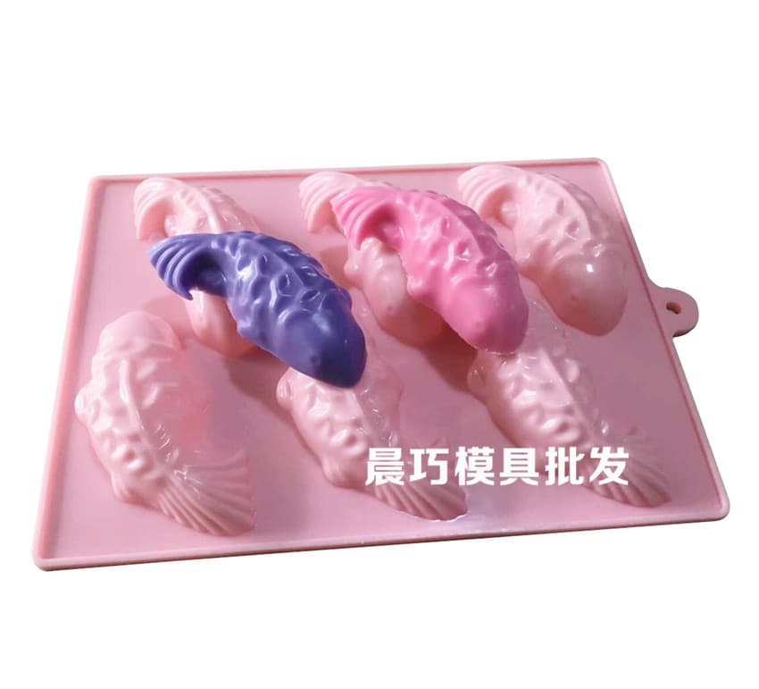 Supply silicone cake mold, handmade soap mold, six-hole fish mold, fish, cartoon fish
