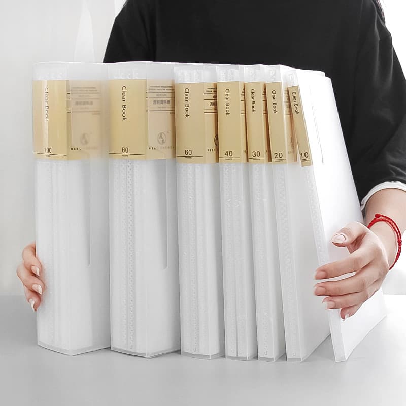 A4 Transparent Document Folder with 10/20/30/40/60/80/100 Insert Pockets for Sheets, Music Scores, and Exams