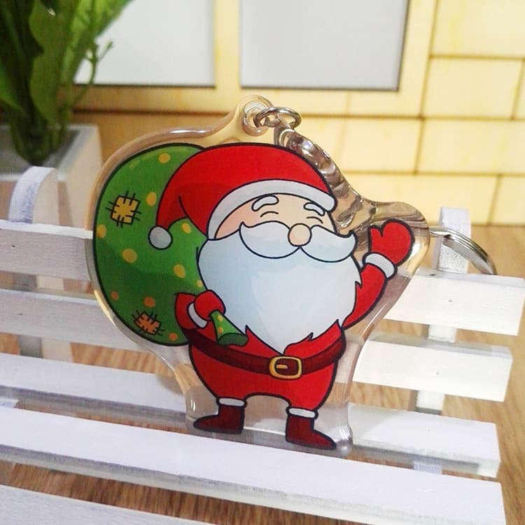 Plexiglass keychain pendant, acrylic keychain, Santa Claus keychain, cartoon small gift customization
