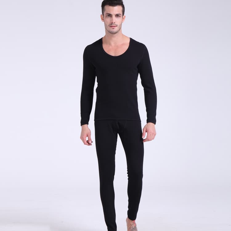 Direct Sales Comfortable Warm Soft Skin-Friendly Men's Thermal Underwear Set Skin-Touch Fleece Lining Thermal Underwear Men