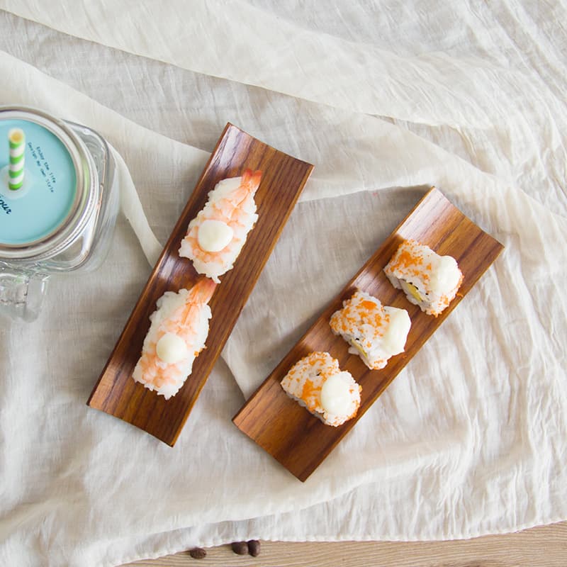 New Wooden Napkin Holder Sushi Plate Rectangular Towel Tray Solid Wood Plate Factory Direct