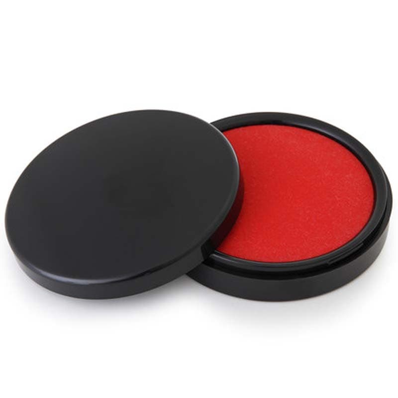 Deli 9868 Round Stamp Pad, Fast-Drying Ink Pad for Financial Use, Red Ink, 70mm Diameter
