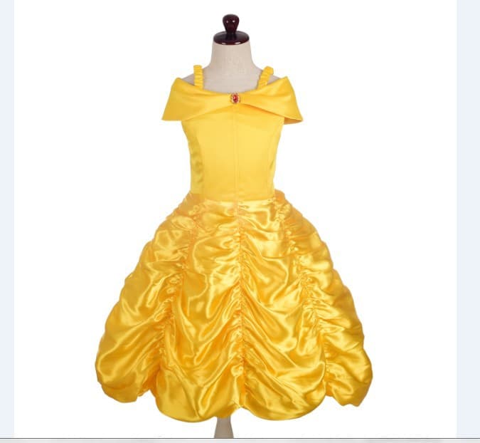 2018 Beauty and the Beast Belle Princess Dress for Girls, Halloween Costume