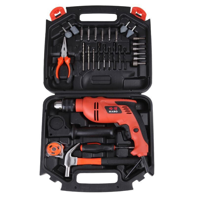 28-piece impact electric drill household power tool set multi-functional hardware gift combination tool box