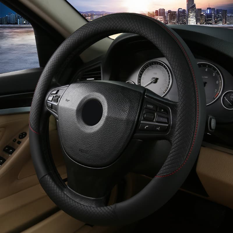 Factory Wholesale Leather Car Steering Wheel Cover Summer Steering Wheel Cover Four-Season Grip Cover Sporty Fashion Drop Shipping
