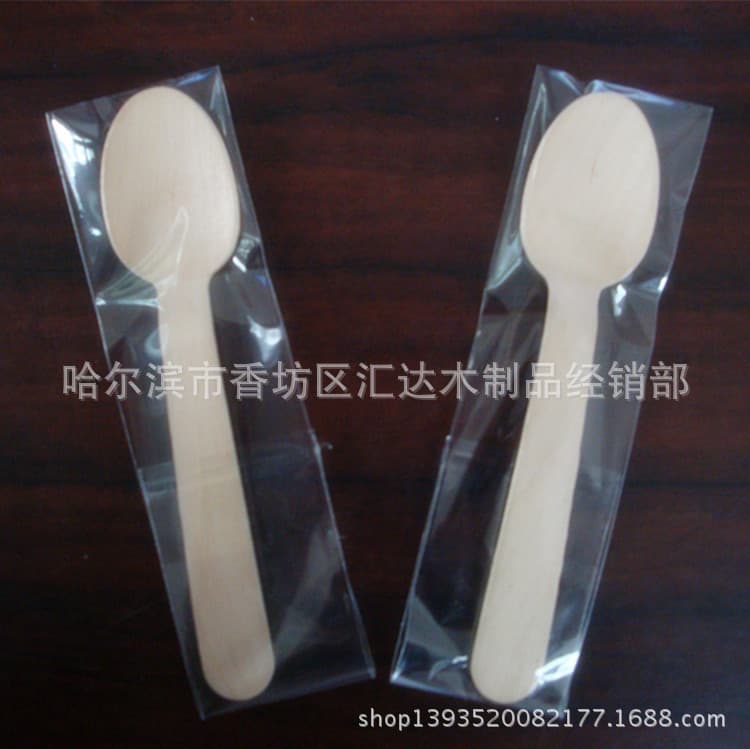 Supply of cutlery, forks, spoons, wooden spoons, disposable wooden spoons, OPP individually packaged spoon tableware sets