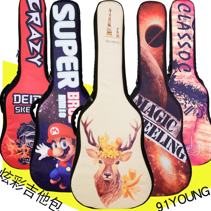 New Color-Printed Guitar Bag with Cartoon Design, 40/41 Inch Acoustic Guitar Case