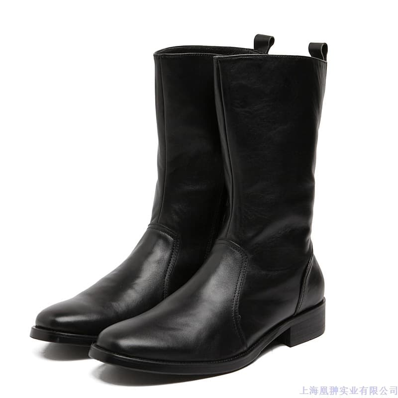 Men's Long Leather Riding Boots, Cowhide, Original Export Stock, Knight Style, Simple Autumn Winter High-Top Boots