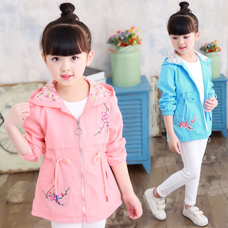 Autumn Girls' Trench Coat Children's Jacket Little Girl's Jacket Spring and Autumn One-Piece Delivery