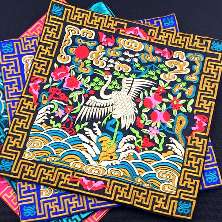 Factory direct Qing dynasty official robe embroidered patch, civil official first rank crane patch, craft gift embroidered mouse pad