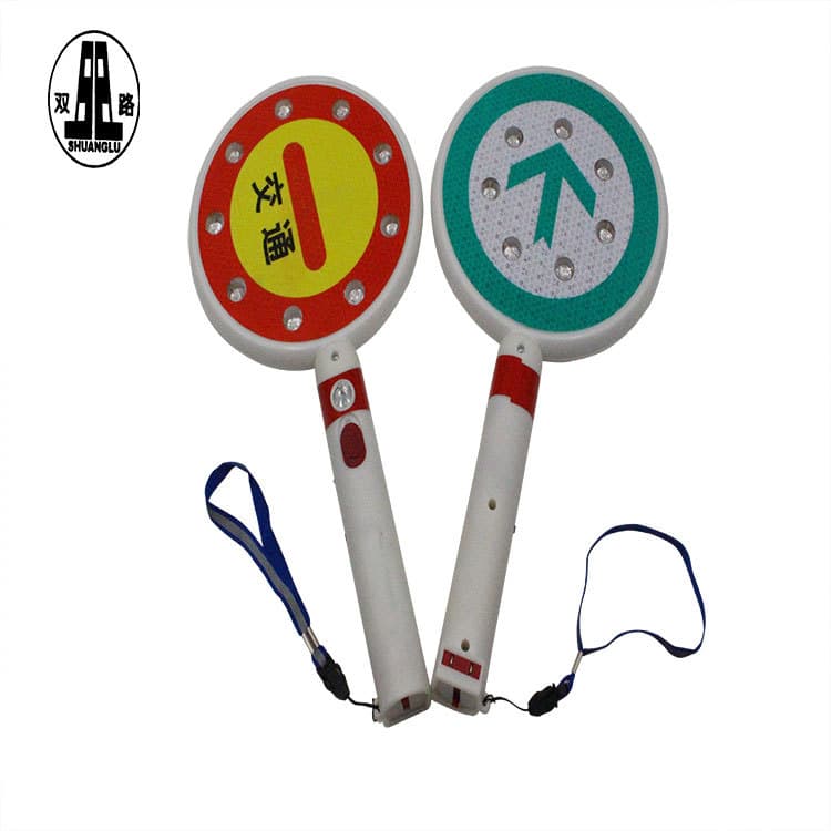 Dual-sided handheld rechargeable LED traffic sign stop light, indicator board, warning sign.