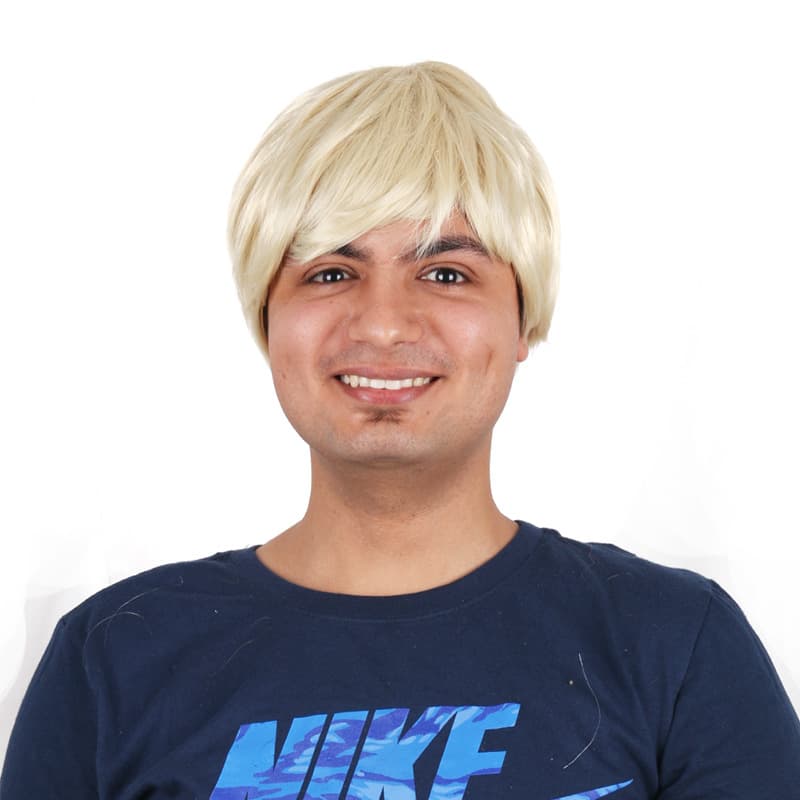 New Men's Short Wig Light Gold Side-Swept Bangs Middle-Aged Men's Wig European and American Wig Factory Wholesale