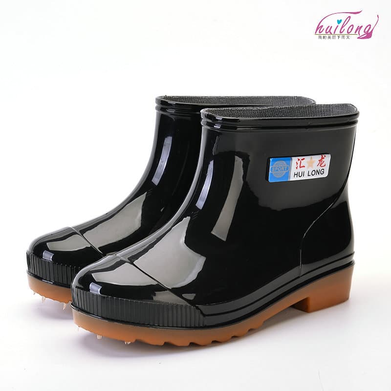 606 Short Barrel New Style Direct Batch Black Anti-Dirt Men's Nail Cotton Low Barrel Cotton-Lined Rain Boots Work Safety Shoes