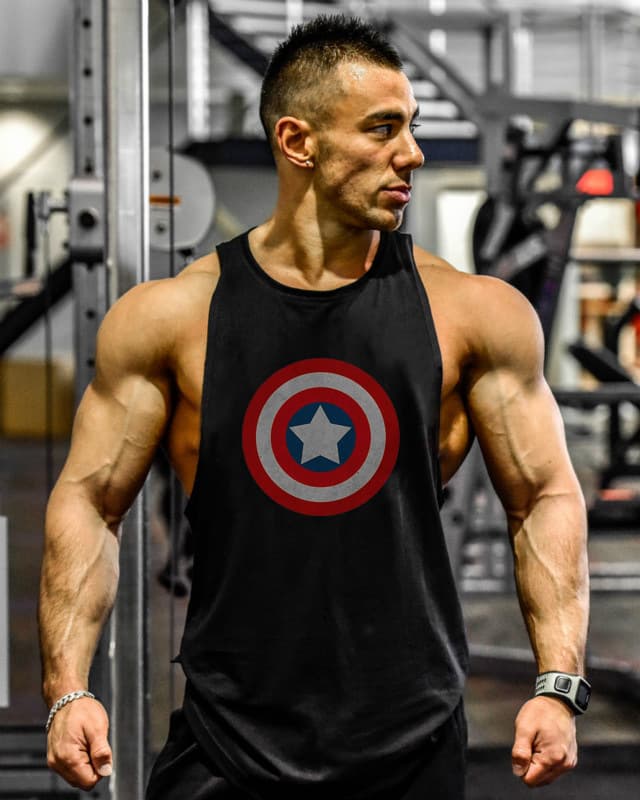 Cross-border Marvel Men's Captain America Sports Bodybuilding Vest Captain America Fitness Vest Manufacturer