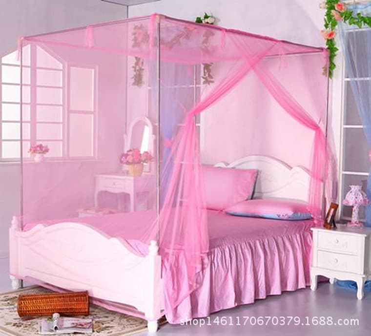 Double Mosquito Net Width 1.5M 150*198 Double Bed Square Top Large Bed Simple Mosquito Net [Factory Wholesale]