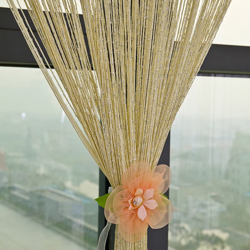 Factory Supply Extra Dense Flat Silver Beaded Curtain 1*2 Partition Entryway Door Curtain Wedding Decoration Ventilation Door Hanging
