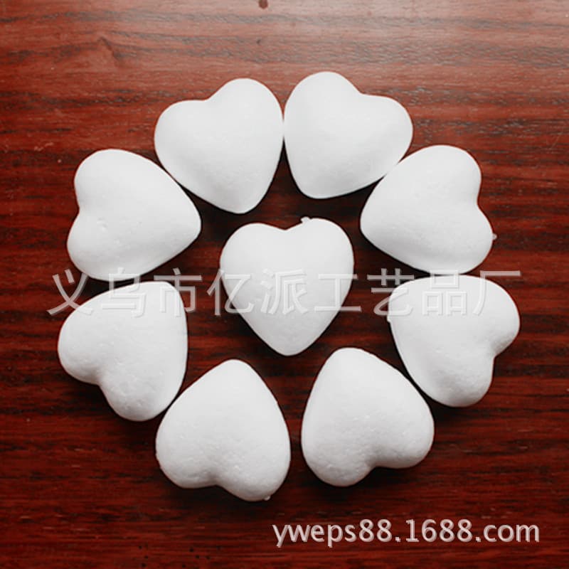 Foam ball, polystyrene heart 6cm solid white blank DIY decorative polystyrene love, poke fun foam