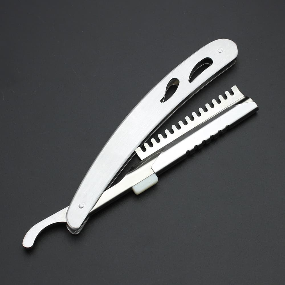 Stainless steel shaving razor holder, old-fashioned manual hairdressing razor holder, eyebrow trimming razor holder, folding barber shaving razor holder